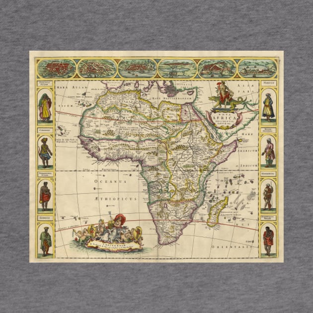 Vintage Map of Africa (1660) by Bravuramedia